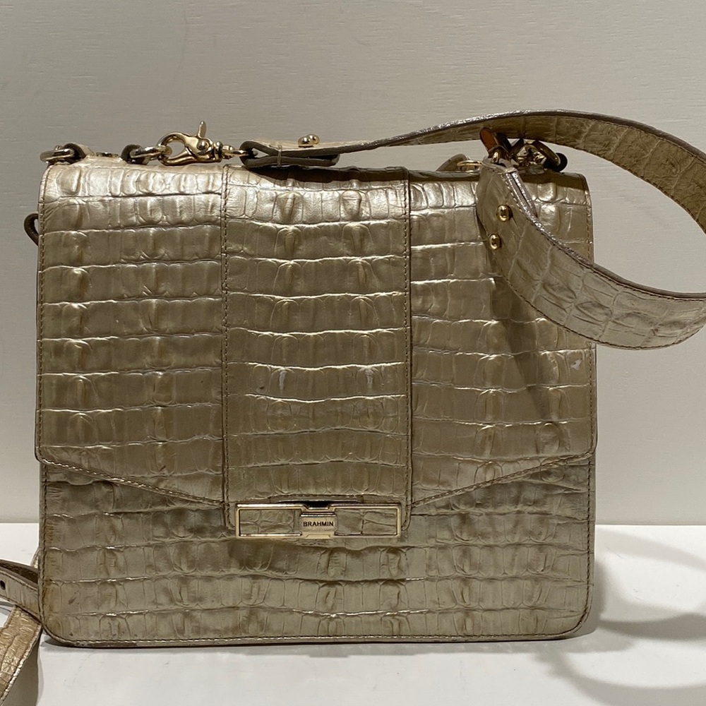 BRAHMIN Vintage Ivory Pearl Satchel